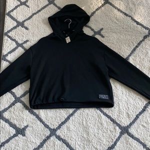 Pull over crop fleece hoodie